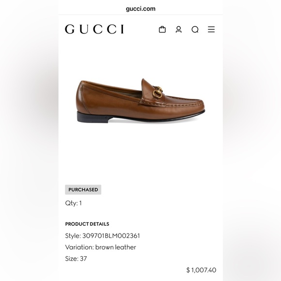 Gucci Brown Leather Horsebit Slip-On Loafers - Picture 3 of 5
